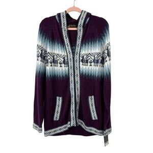 Fashion Forum DebrAnn Weiss Alpaca Fletch Zip Cardigan Women Large Purple Hood